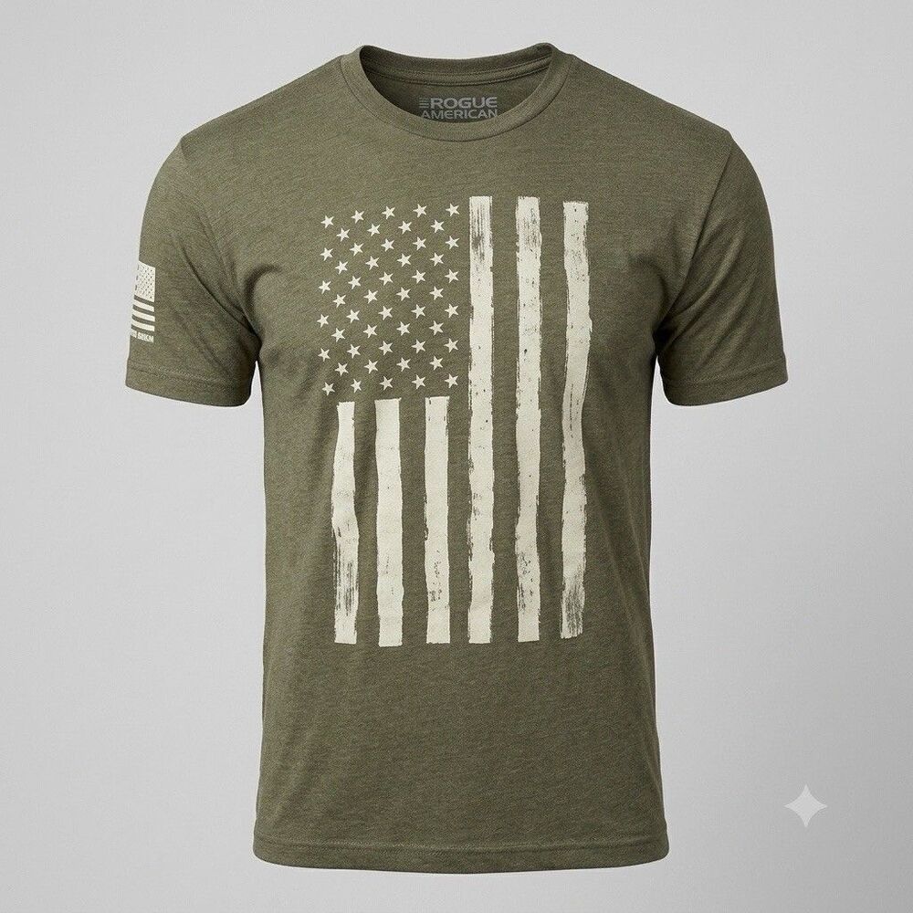 Rags Of Honor T-Shirt Mens Large Olive Green Distressed American Flag Graphic